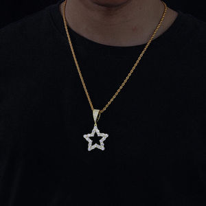 Colgante de Estrella Chapado en Oro con Incrustaciones de Cristales de Estrás, Joyería de Moda Hiphop Unisex, Regalo - Product Image 1
