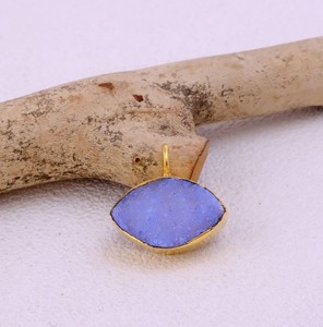 Conector de Druzy Morado Chapado en Oro |   Colgante de Piedra Preciosa Hecho a Mano con Forma de Marquesa para Joyería - Product Image 6