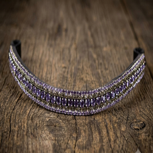 Bandeau de tête pour cheval en cuir, personnalisable toutes formes, avec cinq rangées de cristaux rouges et blancs, décoratif pour courses hippiques. - Product Image 4
