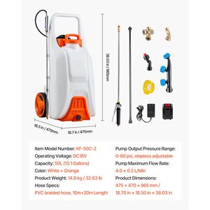 Carrello Irroratore Elettrico a Batteria da 13,1 Galloni, Irroratore da Giardino Regolabile 0-80 PSI - Product Image 4