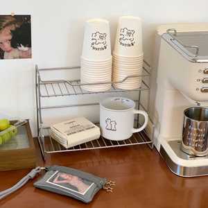 2-tier metal mug countertop <b>drink</b> shelf metal cup holder mug organizer <b>drink</b> storage <b>rack</b> - Product Image 1
