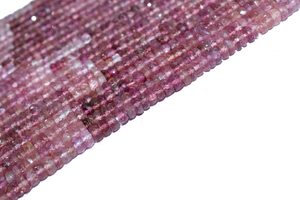 Cuentas de rondelle sombreadas facetadas de turmalina Rosa Cuentas de rondelle de rubelita - Product Image 4