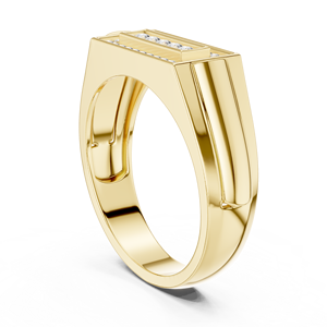 Anillo de oro amarillo macizo de 14k para mujer con piedras cultivadas en laboratorio de corte brillante redondo, para uso diario, banda apilable - Product Image 4