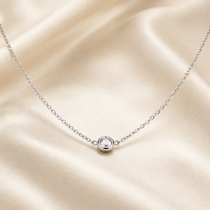 1.00 Carat Round Lab Grown Diamond Bezel Setting Solitaire <b>Pendant</b> Necklace, 14K 18K <b>Solid</b> <b>Gold</b> Anniversary Birthday Gift - Product Image 3