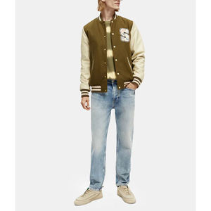 Nouvelle veste bomber varsity d'hiver pour homme en cuir avec emblèmes brodés de marque et logo frontal - Product Image 6