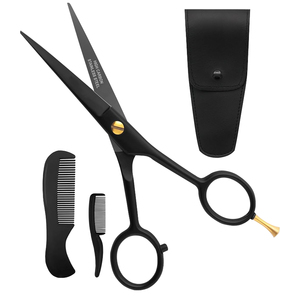 5" Professional Beard and Mustache Scissors for <b>men</b> with 1 Mustache Comb 1 Beard Comb and Soft <b>Pouch</b> Prefect Beard shears - Product Image 1