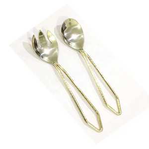 Metal Decorative Gold Plated Salad <b>Servers</b> with Handmade Unique Design with Antique Finished Handles Elegant Spoon Utensil Set - Product Image 6