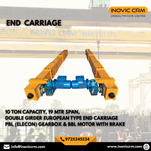 Grue à double poutre de type européen INOVIC CRM 10 tonnes |   Portée de 19 m, hauteur de levage de 20 m, chariot d'extrémité européen, engrenage PBL (ELECON) - Product Image 1