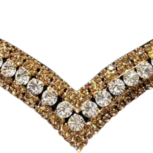 Diadema Premium de Cuero Acolchado Cosido a Mano con Cristales Transparentes Dorados de 5 Filas y Diseño en V Profundo, con Pedrería, a la Moda - Product Image 1