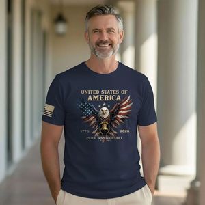 Camiseta del 250.º Aniversario del Día de la Independencia de EE. UU., Diseño de Águila Americana, Algodón Patriótico, Camiseta Informal para Hombre, Venta al Por Mayor OEM - Product Image 1