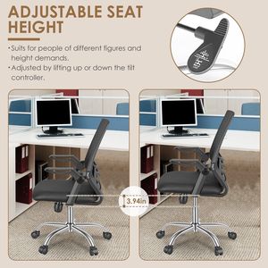 Sedia da Ufficio Ergonomica con Reclinazione a 135 Gradi, Altezza Regolabile 3,94 Pollici, Cuscino in Spugna Vergine, Design a Rete - Product Image 5