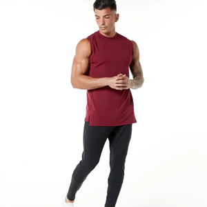 Plain Cotton Oversized Breathable Eco-Friendly Heavyweight Crewneck Loose Fit <b>Cropped</b> Boxy Acid Wash Tank <b>Top</b> for <b>Men</b> - Product Image 3