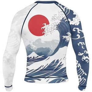 Grossistes de rashguards BJJ personnalisés en tissu polyester/spandex pour hommes, avec étiquette privée, rashguards respirants pour hommes - Product Image 3