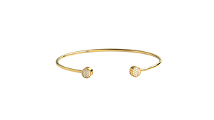 18K <b>Gold</b> Open Cuff <b>Bangle</b> Bracelet Micro Pave Round Disc Round Diamond Bracelet Medallion Stacking <b>Bangle</b> Fine Jewelry For Women - Product Image 1