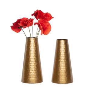 Juego de jarrones de metal martillado dorado de la más alta calidad, elegantes jarrones de hierro para decoración del hogar, decoración de la sala de estar, precio bajo - Product Image 1