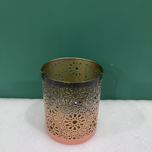 Cylinder Iron Votive <b>Candle</b> <b>Holder</b> with Laser Cut Floral Pattern Home Decoration - Product Image 5