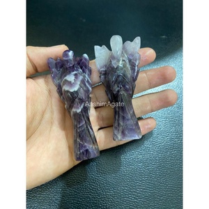 Statuette d'ange en améthyste naturelle de 3 pouces, sculpture d'ange en cristal, statue d'ange en pierre violette, vente en gros - Product Image 2