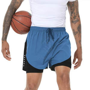 Quick Dry Breathable Eco-Friendly Solid Casual <b>Mid</b> Waist Men Double <b>Layer</b> Shorts High Quality - Product Image 3