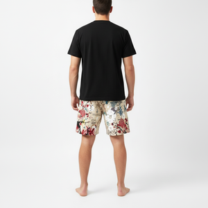 Ensemble deux pièces d'été pour hommes en gros : Chemise imprimée à manches courtes et short en jean décoratif - Product Image 2