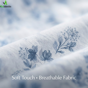 King Size Floral Blue Bedsheet <b>Set</b> | Soft Cotton <b>Bedding</b> <b>Set</b> with Pillow Covers | Breathable Lightweight Home Bedroom Decor <b>Set</b> - Product Image 3