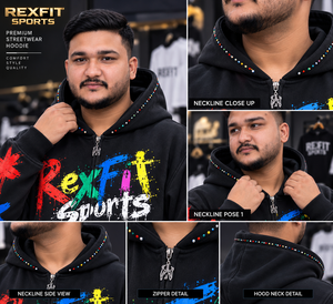 Custom unisex Black Graphic <b>Full</b> <b>Zip</b> <b>Hoodie</b> Heavyweight Fleece Streetwear Custom Logo Design OEM Wholesale Casual Fashion - Product Image 5