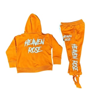 Ensemble de survêtement unisexe Heaven Rose noir à imprimé graphique, style streetwear, 2 pièces, jogging, vente en gros, tenue urbaine hip-hop - Product Image 4