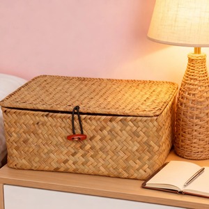 Handwoven Seagrass <b>Storage</b> <b>Basket</b> With Lid Handmade <b>Storage</b> <b>Basket</b> Wholesale eco-friendly Made in Vietnam - Product Image 3