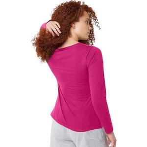 Wholesale 100% Cotton Women's Solid Blue Long Sleeve O-Neck Knitted T-<b>Shirt</b> Regular Fit Casual Wear All Seasons - Product Image 5