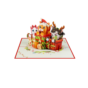 Tarjeta Pop-Up 3D con Gatos en Caja de Regalo, Tarjeta de Papel Hecha a Mano, Arte en Papel, Regalo, Invitación, Tarjeta de Felicitación - Product Image 5