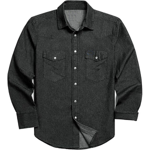 Chemise en jean bleu foncé pour homme de haute qualité, manches longues, coton, respirante, séchage rapide, élégante, décontractée et tendance - Product Image 2