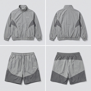 Conjunto de Chaqueta y Pantalones Cortos Deportivos para Hombre con Logotipo Personalizado, Impermeables, Resistentes al Viento, para Correr, Gimnasio, Deportes, Chaqueta Cortavientos Ligera - Product Image 1