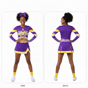 Uniforme de Animadoras Personalizado a Precio de Fábrica, con Pedrería Brillante, Logotipo Impreso de Alta Calidad, Spandex Transpirable, Servicio OEM - Product Image 2