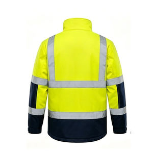 เสื้อแจ็คเก็ตสะท้อนแสงสำหรับทำงาน ผู้ชาย สีเหลืองกรมท่า สองสี ซิปหน้า เสื้อกันหนาวเพื่อความปลอดภัย - Product Image 4