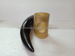 Corne à boire Viking artisanale corne naturelle authentique pour bière hydromel et fêtes médiévales disponible à la vente d'Inde - Product Image 3