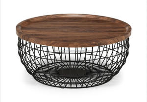 PLATEAU EN BOIS AVEC BASE EN MÉTAL TABLE BASE - Product Image 2