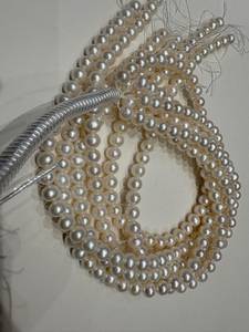 Collier de perles d'eau douce naturelles blanches rondes de 8 mm, en stock, bon lustre - Product Image 6