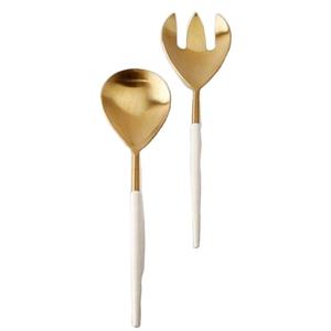 Juego de cubiertos con mango de resina transparente de acero inoxidable chapado en oro - Product Image 3