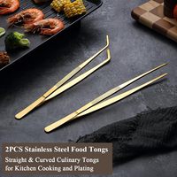 Pinzas culinarias profesionales de acero inoxidable, extra largas, dentadas, duraderas, herramienta de chef para manicura comercial, 2 uds.
