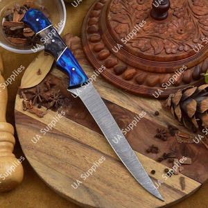 Cuchillo de Pesca y Camping Personalizable de Acero de Damasco Forjado a Mano, Hoja de 7 Pulgadas con Mango de Madera Pakka, Afilado como una Navaja - Product Image 2
