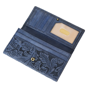 Premium Embossed Genuine Leather Ladies <b>Long</b> Clutch Wallet Snap Closure Card Holder Cash Organizer Elegant Fashion <b>Purse</b> - Product Image 4