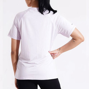 Camiseta de yoga sin costuras para mujer, diseño de paneles elásticos, corte largo, ajuste regular, hombros caídos, para fitness y gimnasio, diseño holgado - Product Image 2