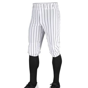 Men's Baseball Pants Striped White Black Breathable Polyester Regular Fit Button Fly Baseball Apparel Baseball Pants For Sale - Product Image 6
