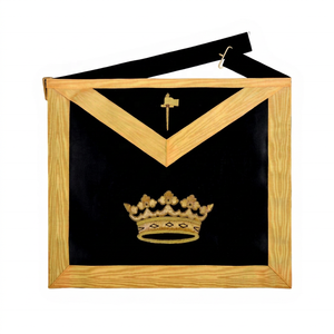 <b>Black</b> Velvet Masonic <b>Apron</b> Gold Trim Embroidered Crown Hammer Mason Regalia <b>Apron</b> Hand Embroider - Product Image 1