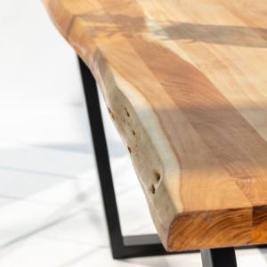 Vandana Aureo Cresta Acacia <b>Wood</b> Dining <b>Table</b> with <b>Solid</b> Handmade Contemporary Design - Product Image 2