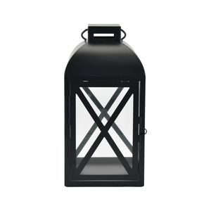 <b>Large</b> Moroccan Style Black Metal Pillar Candleholder <b>Lantern</b> 14 Inch - Product Image 6