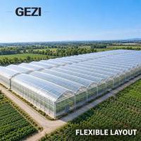 Serre commerciale multi-travées avec couverture en film PE et structure en acier galvanisé pour la culture de légumes, de fleurs et la production agricole