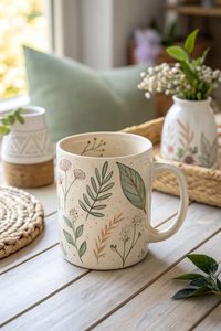 Taza de Café de Cerámica Hecha a Mano para el Mercado Estadounidense, con Diseño Personalizado, Apta para Microondas, Directo de Fábrica, de Gres, 380ml, con Tapa y Cuchara, Moderna - Product Image 3