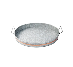 Bandeja Redonda Grande de Metal para Servir Alimentos, para Bodas, Restaurantes y Hogares, Bandeja Redonda de Hojalata para Servir Alimentos y Frutas con Asa - Product Image 1