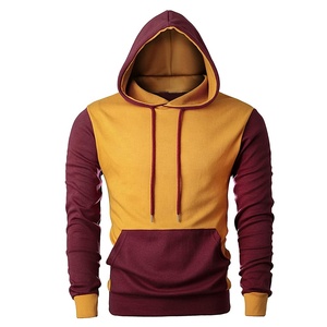 Sudadera con capucha de lana ligera con logotipo personalizado para hombre, jersey con bloques de color, ropa de calle de talla grande, bordado OEM para primavera - Product Image 1