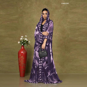 Abstract Printed Chiffon Long <b>Shrug</b> with Scarf Drape, Modest Elegant Abaya Style Outerwear <b>for</b> Middle East Wear - Product Image 5